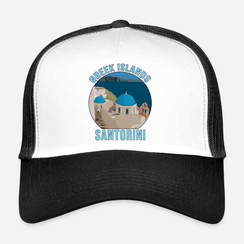 Griechische Inseln Santorini - Trucker Cap - Weiß/Schwarz