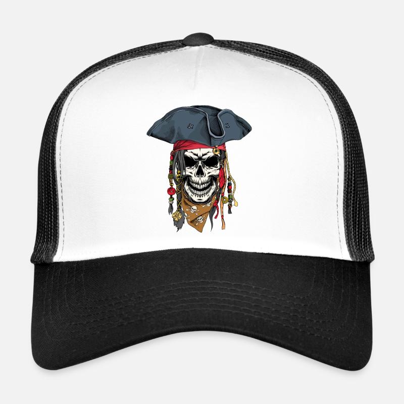 Piraten-Schädel - Trucker Cap - Weiß/Schwarz