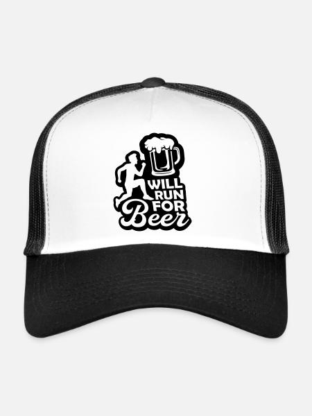Course à la bière - Casquette trucker  - blanc/noir - Devant
