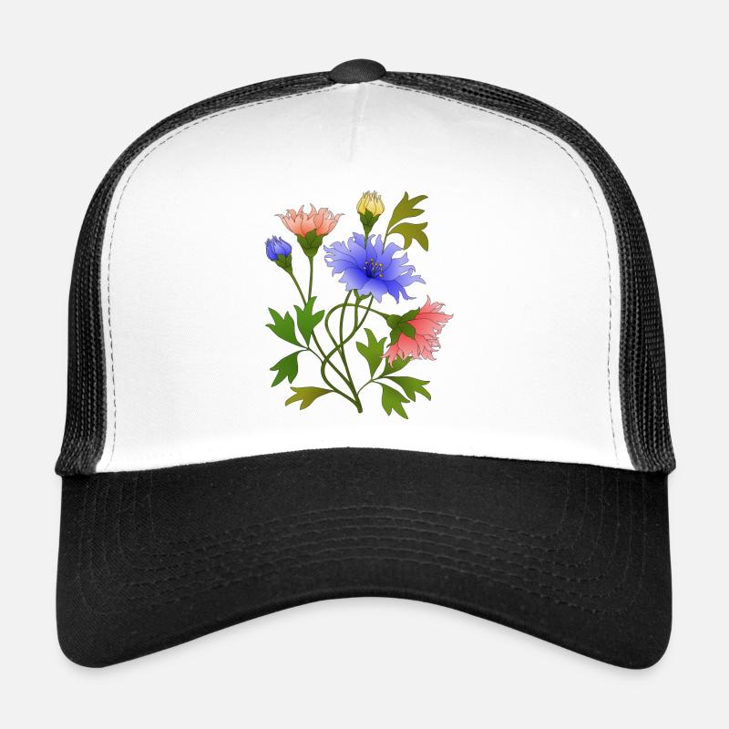 Blumen - Trucker Cap - Weiß/Schwarz
