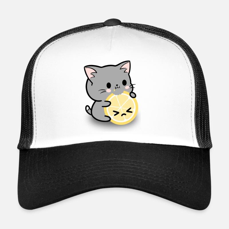Chat citron - Casquette trucker  - blanc/noir