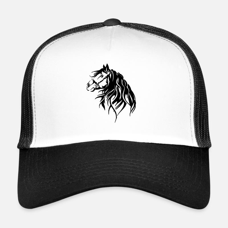 pferdekopf - Trucker Cap - Weiß/Schwarz