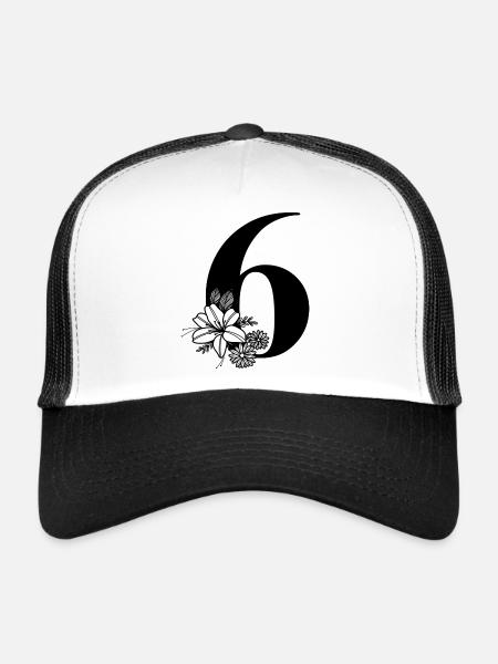 Number 6 - Trucker Cap - white/black - Front