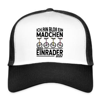 Unicycle Mädchen balancieren Kinder Einrad - Trucker Cap - Weiß/Schwarz - Vorne