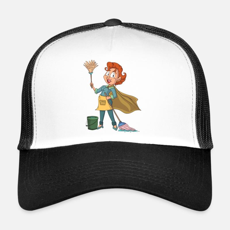 Cleaning lady superheroine - Trucker Cap - white/black