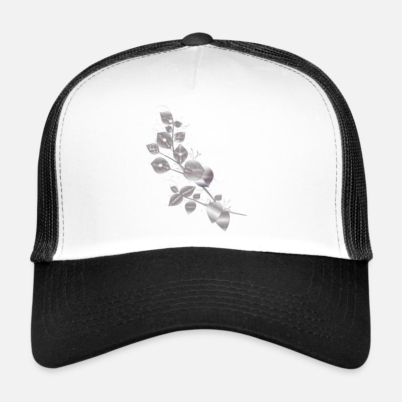 noble leaf tendrils in metallic silver look Trucker Cap