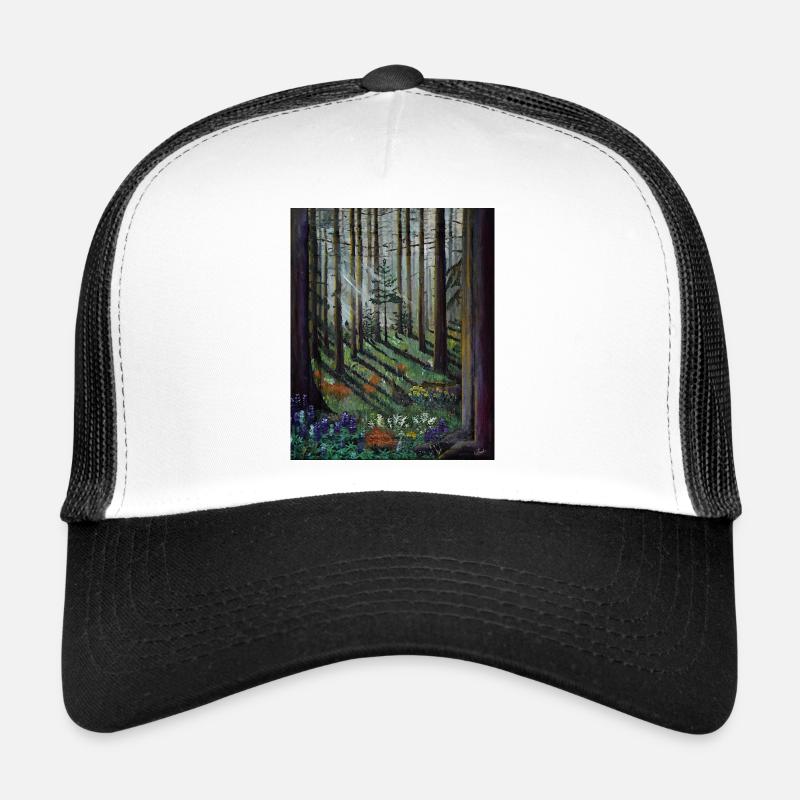 Verzauberter Wald Sonnenstrahlen Illustration Trucker Cap