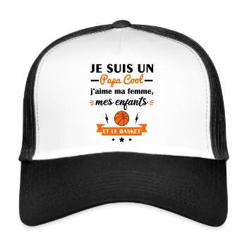 Papa cool j'aime ma femme, mes enfants, basket - Casquette trucker  - blanc/noir - Devant