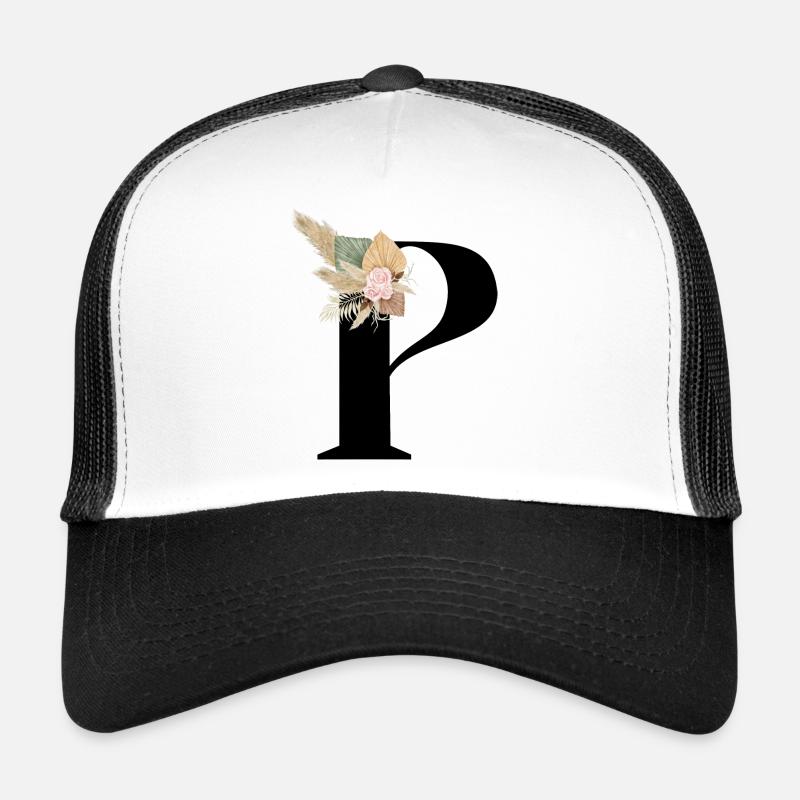 lettre P fleuris Casquette trucker 