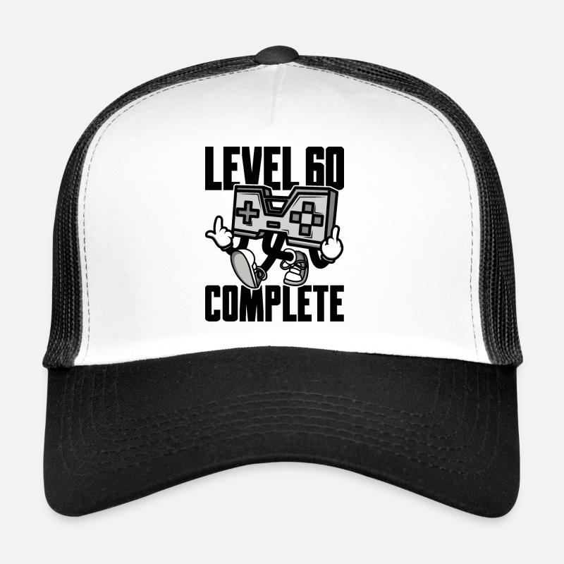 Level 60 Complete Geburtstagsgeschenk 60 Jahre - Trucker Cap - Weiß/Schwarz