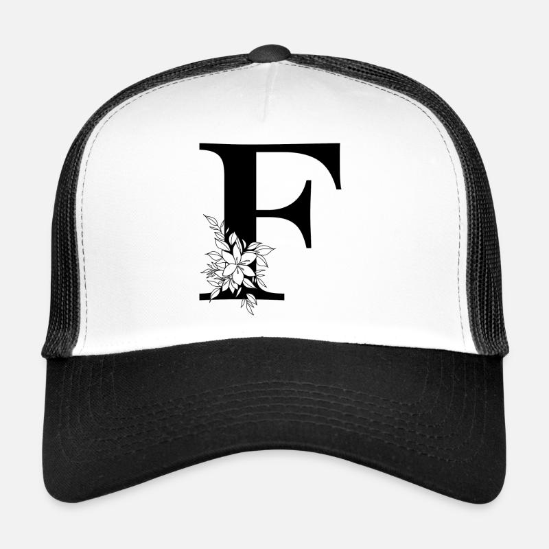 Buchstabe F - Trucker Cap - Weiß/Schwarz