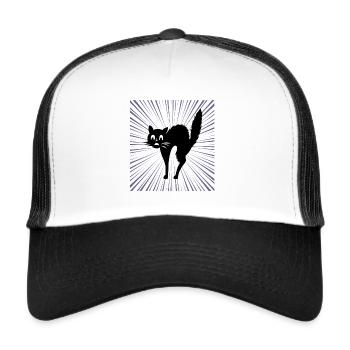 Schwarze katze - Trucker Cap - Weiß/Schwarz - Vorne