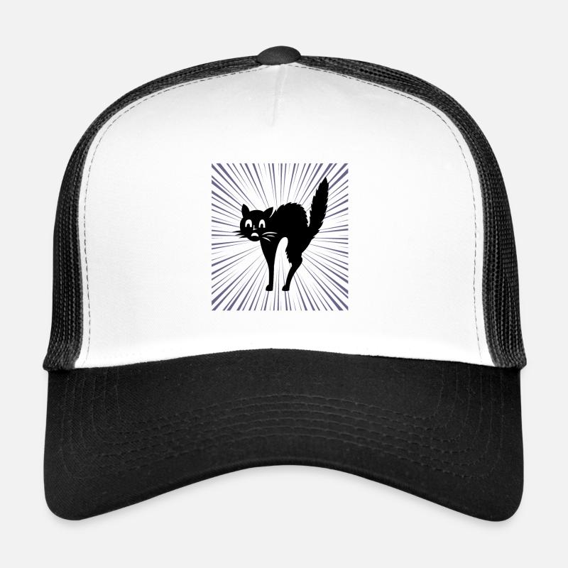 Schwarze katze - Trucker Cap - Weiß/Schwarz
