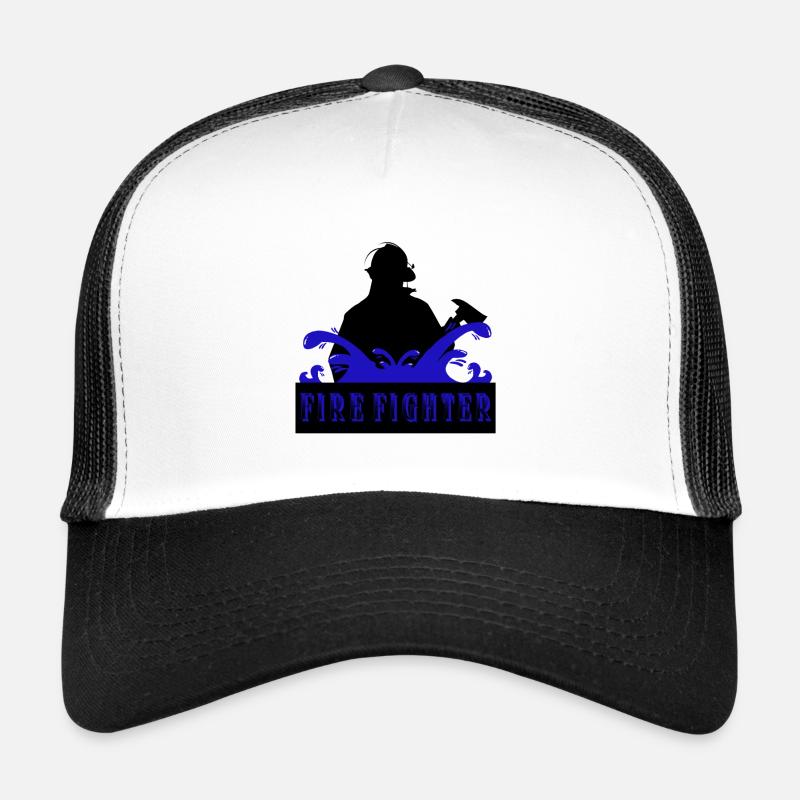 Pompier - Casquette trucker  - blanc/noir