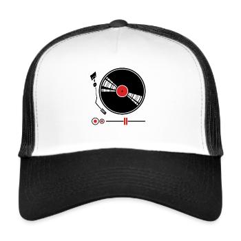 Vinyl Record Player - Trucker Cap - white/black - Front