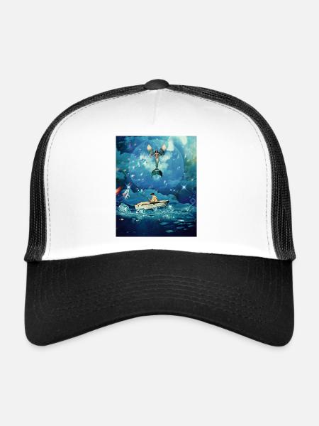 Océan magique - Casquette trucker  - blanc/noir - Devant