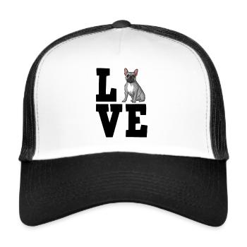 French Bulldog - Trucker Cap - Weiß/Schwarz - Vorne