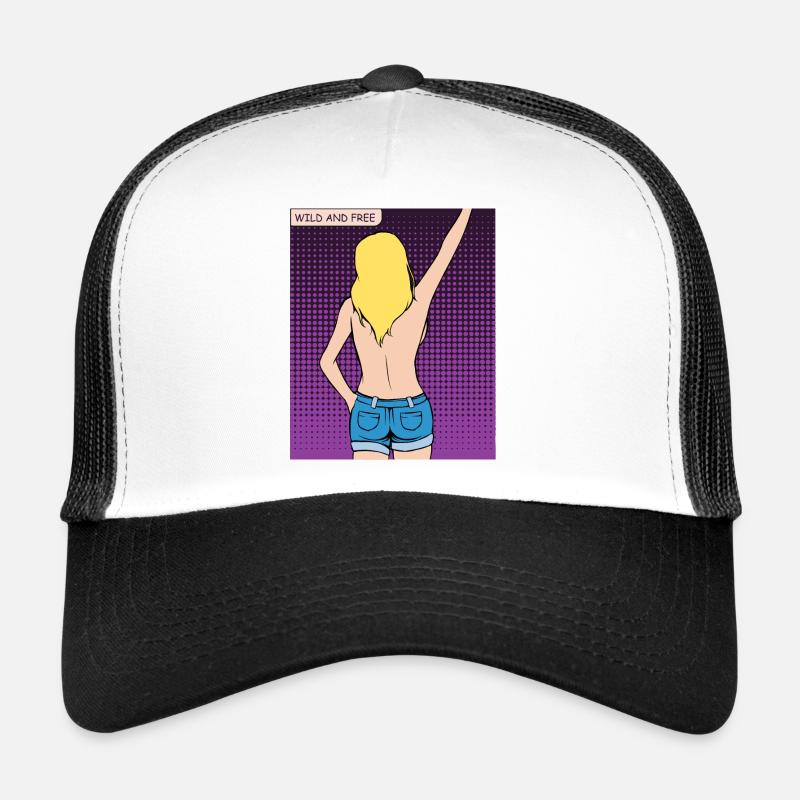 Wilde Freiheit Rückenfigur - Trucker Cap - Weiß/Schwarz