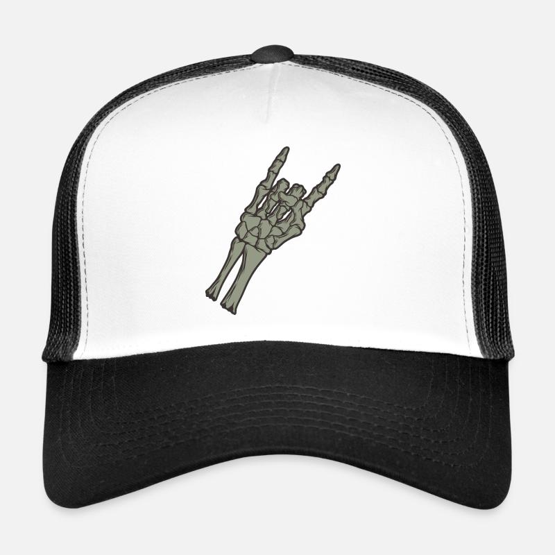 Rock and Roll Knochenhand - Trucker Cap - Weiß/Schwarz
