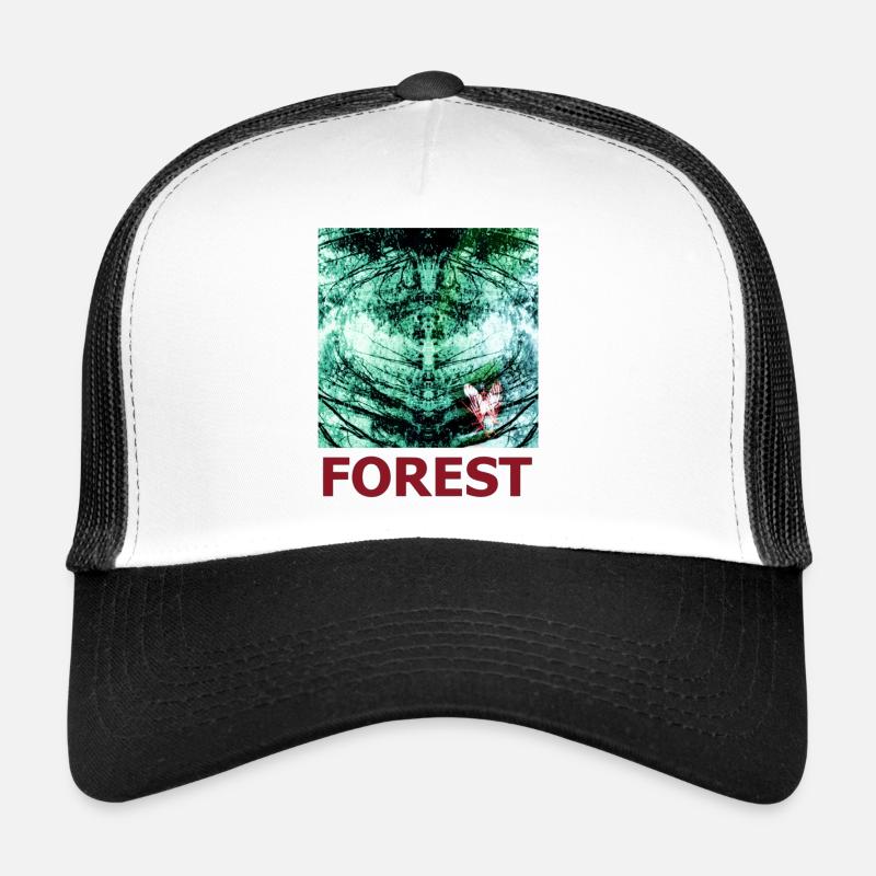 Reflet de la forêt et papillon - Casquette trucker  - blanc/noir