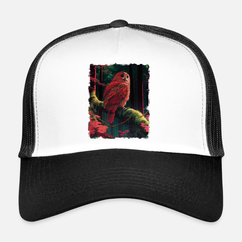 Rote Eule Mystisch Fantasy Wald Trucker Cap