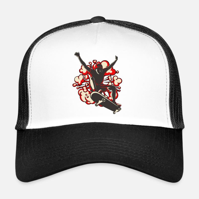 Skateboard retrorote Explosion - Trucker Cap - Weiß/Schwarz