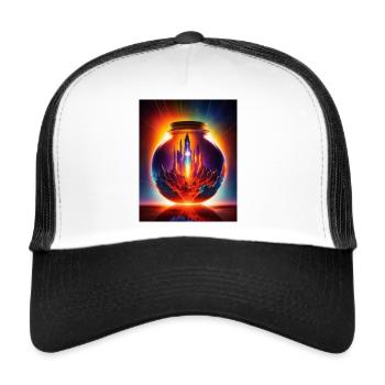 Un monde dans une bouteille - Casquette trucker  - blanc/noir - Devant