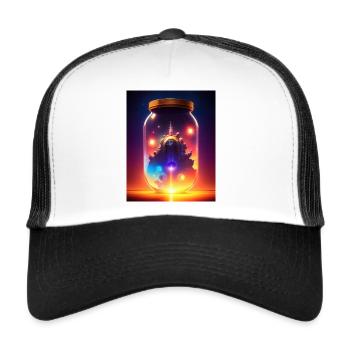 Un monde dans une bouteille - Casquette trucker  - blanc/noir - Devant