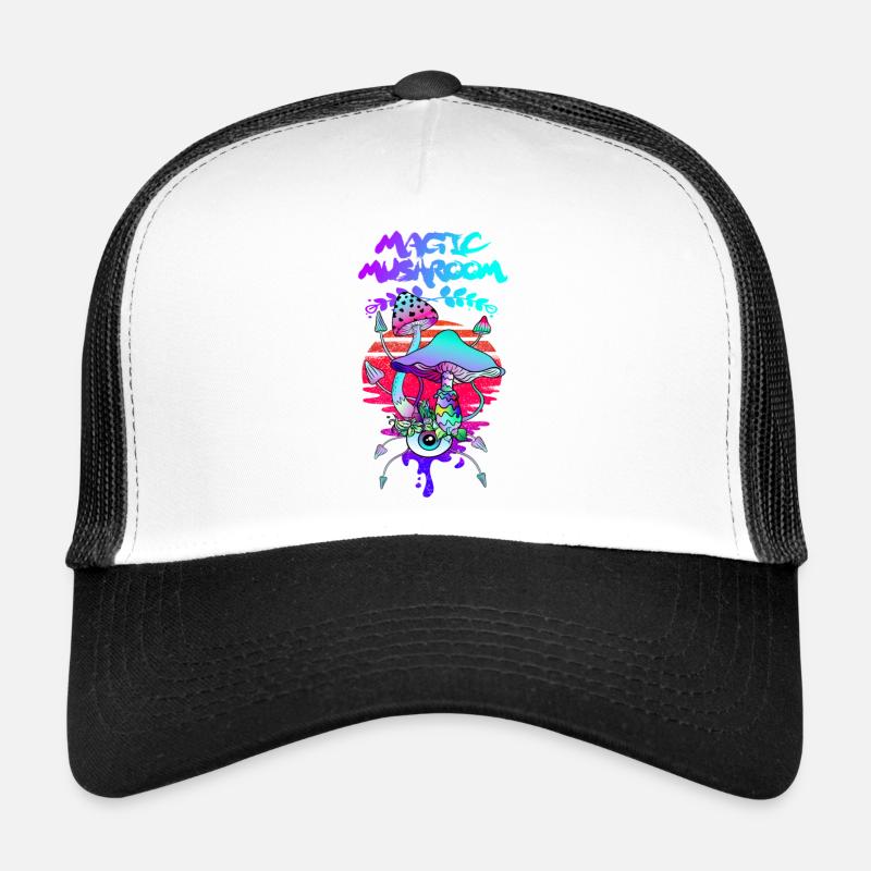 Champignons Magiques Coucher de Soleil Psychédélique Casquette trucker 