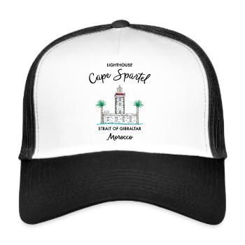 Morocco, Cape Spartel Lighthouse, Gibraltar - Trucker Cap - white/black - Front