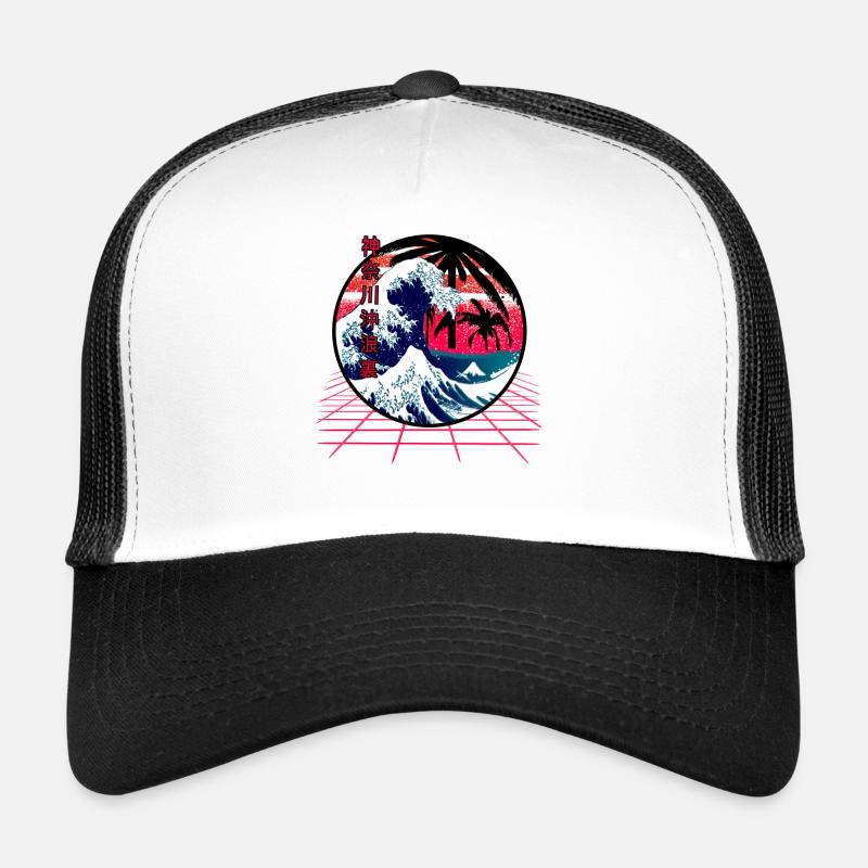 die große Welle vor kanagawa retro wave - Trucker Cap - Weiß/Schwarz