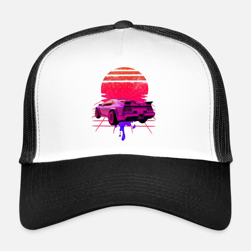 Retro Wave Supercar Sunset Casquette trucker 