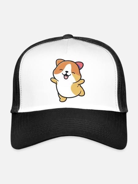 Kawaii Mignon Happy Colorful Dog Dancing - Casquette trucker  - blanc/noir - Devant