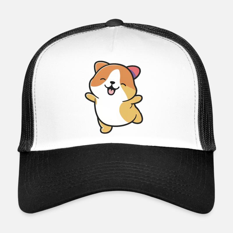 Kawaii Mignon Happy Colorful Dog Dancing Casquette trucker 