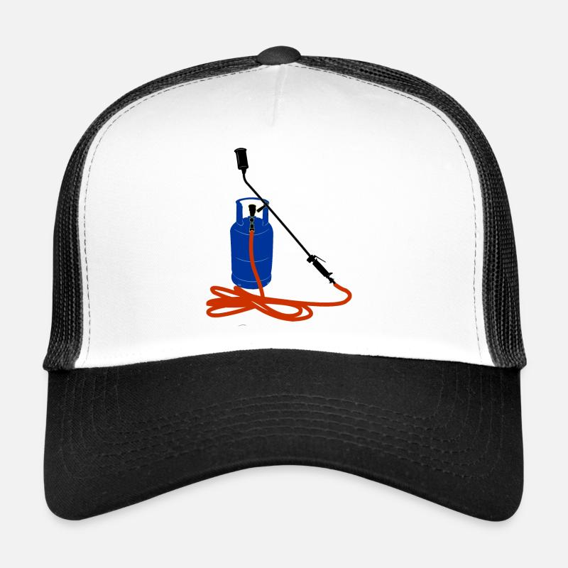 Gasflasche mit Gasbrennerfarbe - Trucker Cap - Weiß/Schwarz