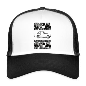 Opa Mit Oldtimer Wie Ein Normaler Opa Nur Cooler - Trucker Cap - Weiß/Schwarz - Vorne