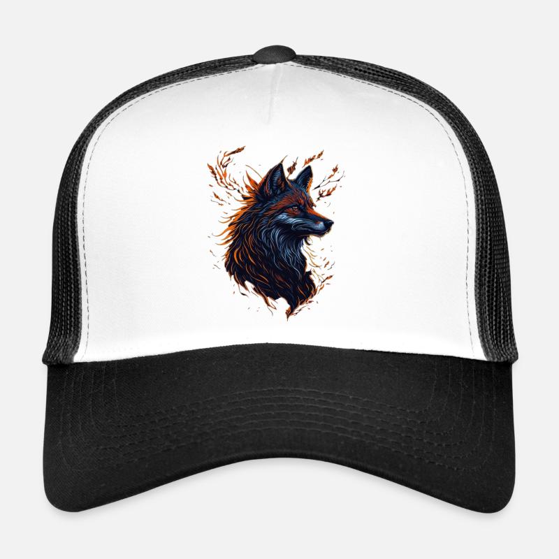 wolf artwork - Casquette trucker  - blanc/noir