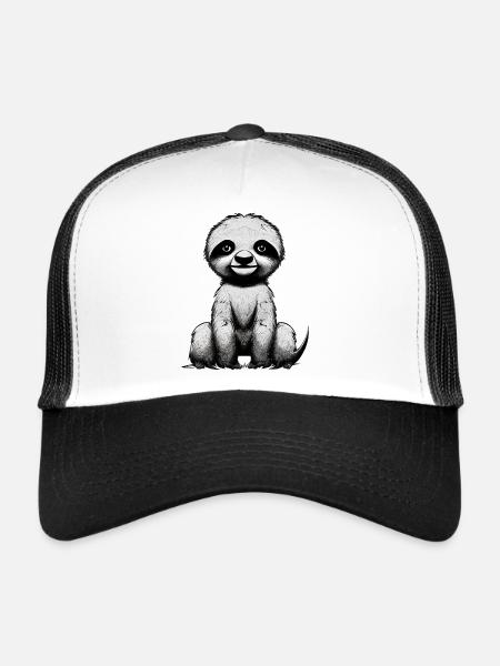 paresseux Fatigue paresseux Dessin paresseux - Casquette trucker  - blanc/noir - Devant