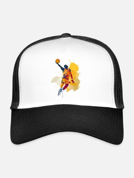 Basketteur Basketteur Dunking Splash Coloré - Casquette trucker  - blanc/noir - Devant