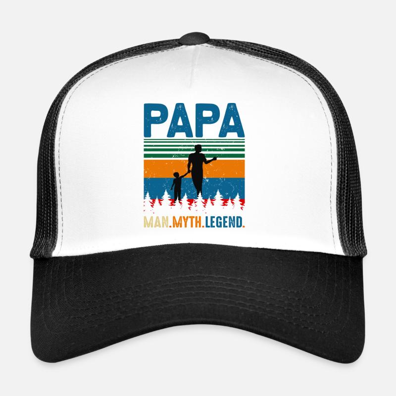 PAPA Man. Myth. Legend Design - Trucker Cap - Weiß/Schwarz