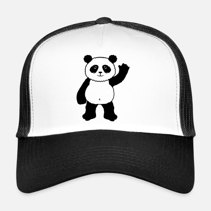 Upright standing panda bear waves friendly Trucker Cap