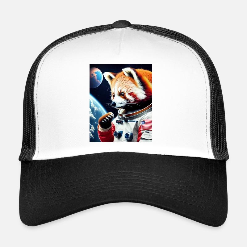 Red Panda in space - Trucker Cap - white/black