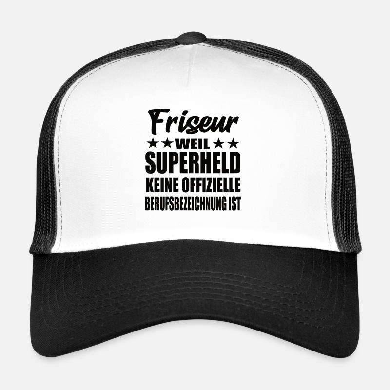 Friseur Superheld Spruch Trucker Cap