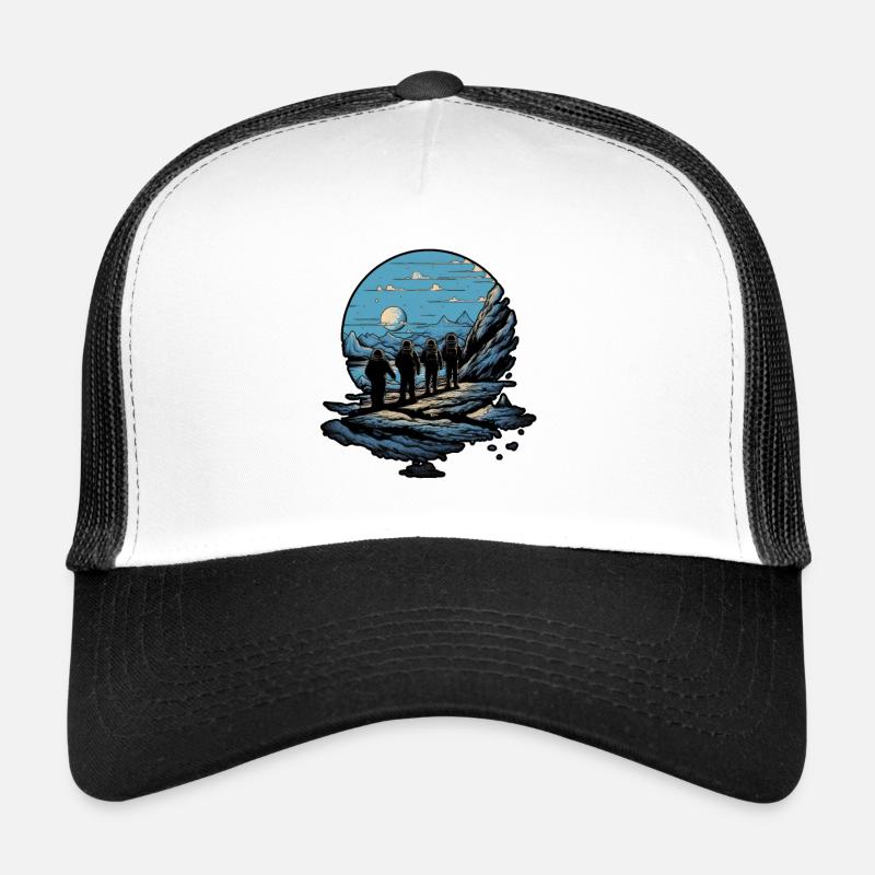 A group of Astronauts Exploring an Alien planet Trucker Cap