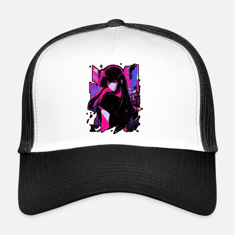 Anime girl kitsune posing, cute , fox, Casquette trucker 