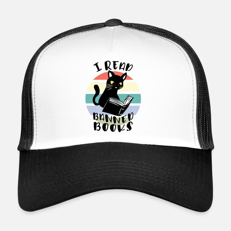 Ich lese verbotene Bücher Katze Trucker Cap