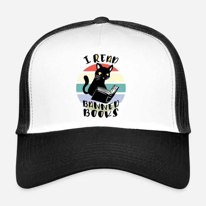 Ich lese verbotene Bücher Katze Trucker Cap