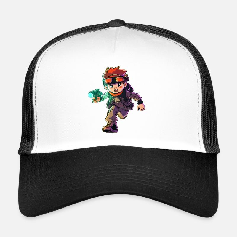 Cooler Laser Tag Pro Illustration & Action Grafik - Trucker Cap - Weiß/Schwarz