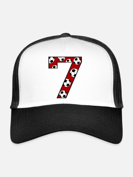 7e anniversaire Football Rouge - Casquette trucker  - blanc/noir - Devant