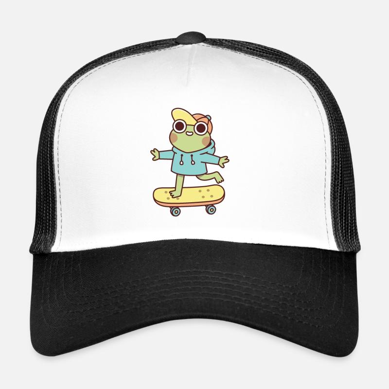 Mignonne grenouille sur skateboard Casquette trucker 